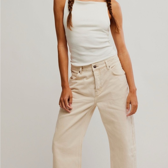 Free People Denim - Free People We the Free Deep Trance Dropped Boyfriend Jean Casual Khaki NWOT 24
